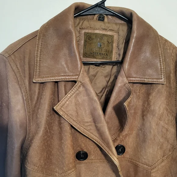 Vintage Lucky Brand Dungarees Leather Western Coat Cowboy Rancher Mens, S - Picture 4 of 12